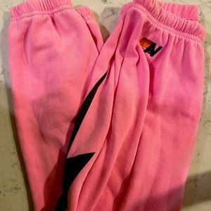 Aviator Nation Pink Lightening Bolt Sweatpants